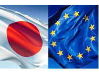 Banderas de Japón y la Unión Europea